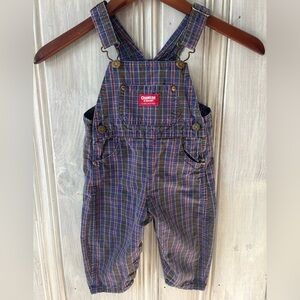 Vintage OshKosh B'gosh Multicolor Plaid Overalls 18months leg snap closure